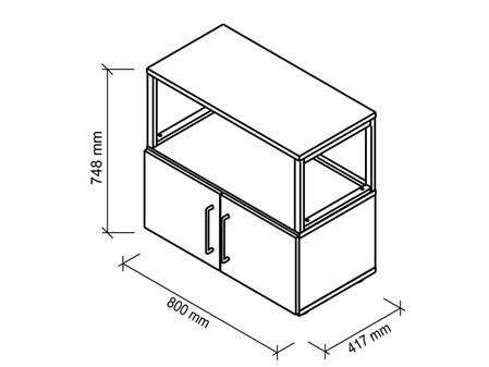 FlexWall Schrank Skizze mit Maßen