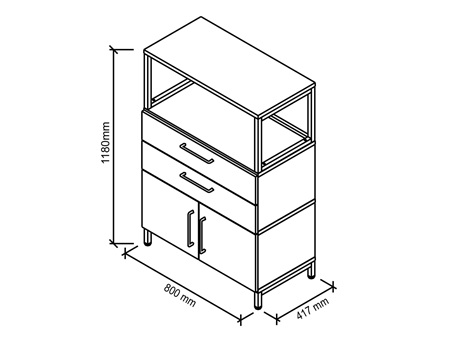 ​FlexWall Schrank Skizze mit Maßen