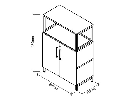 FlexWall Schrank Skizze mit Maßen