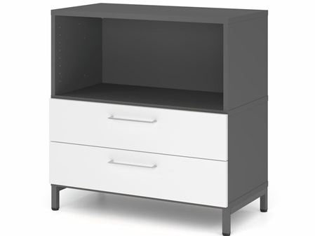 FlexWall mit Metallfüssen, 2 Schubladen, Offenes Regal