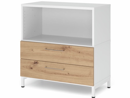 FlexWall mit Metallfüssen, 2 Schubladen, Offenes Regal