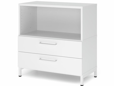 FlexWall mit Metallfüssen, 2 Schubladen, Offenes Regal