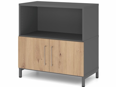 FlexWall Schrank 2OH , Regalfach offen, Türen, Metallsockel