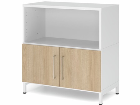 FlexWall Schrank 2OH , Regalfach offen, Türen, Metallsockel