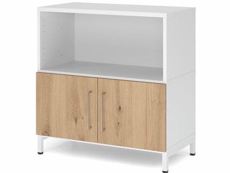 FlexWall Schrank 2OH , Regalfach offen, Türen, Metallsockel