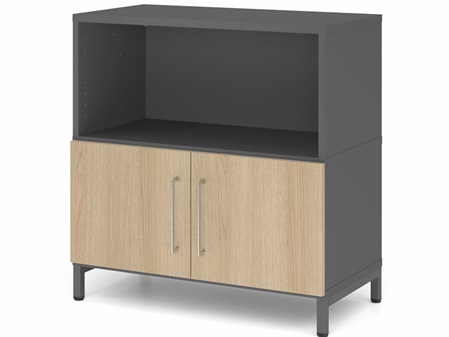 FlexWall Schrank mit Regalfach offen, Türen, Metallsockel