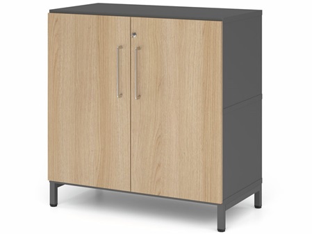 FlexWall Grundregal mit Tür 2OH Metallfüsse