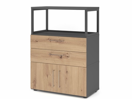 FlexWall 3OH mit Vitrine Schubladen und Türen