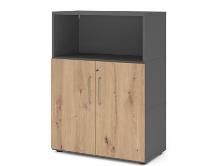 FlexWall Schrank 3OH offenes Regalfach, 2 Türen, Kunsstoffgleiter