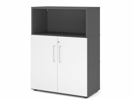 FlexWall Schrank 3OH offenes Regalfach, 2 Türen, Kunsstoffgleiter