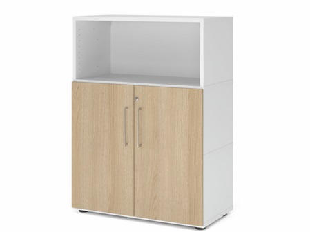 FlexWall Schrank 3OH offenes Regalfach, 2 Türen, Kunsstoffgleiter