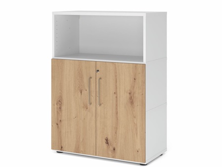 FlexWall Schrank 3OH offenes Regalfach, 2 Türen, Kunsstoffgleiter