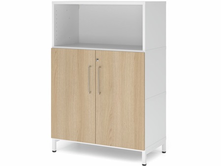 FlexWall Schrank, 3OH, Regalfach offen, Türen, Metallsockel