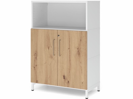 FlexWall Schrank, 3OH, Regalfach offen, Türen, Metallsockel